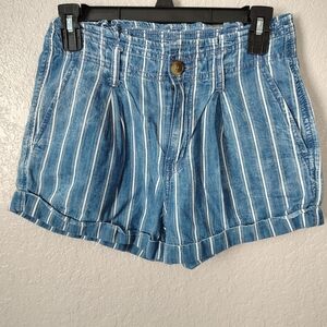 American Eagle Outfitters Blue and White Striped Jean Shorts